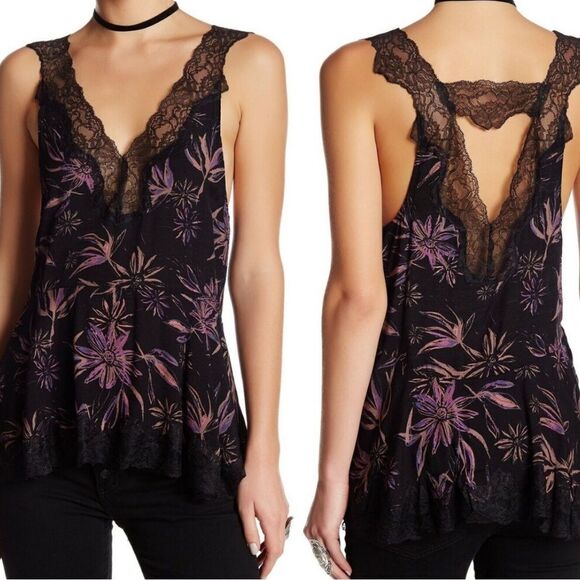 Intimately free people sleeveless tank size M floral lace - Picture 1 of 4